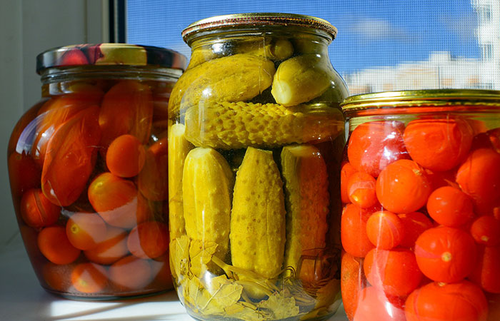 jars of pickled vegetables