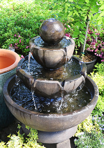 Low Stone Vessel Pedestal Fountain